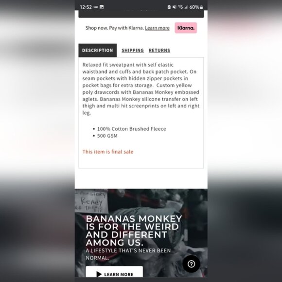 Nwot Bananas monkey 🐒 2023 release size M joggers - Picture 11 of 11